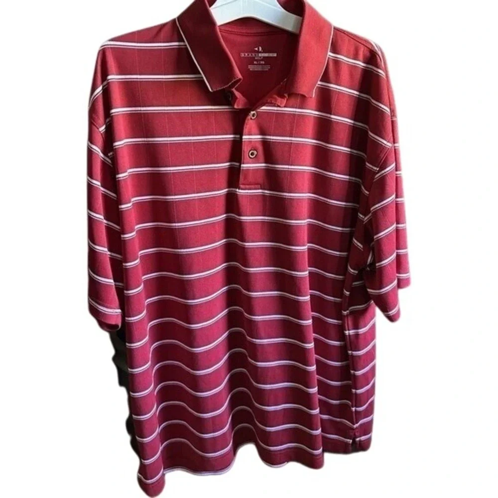 Dockers Polo Shirt Striped Golf Casual Short Sleeve Red‎ White Men's Size XLarge